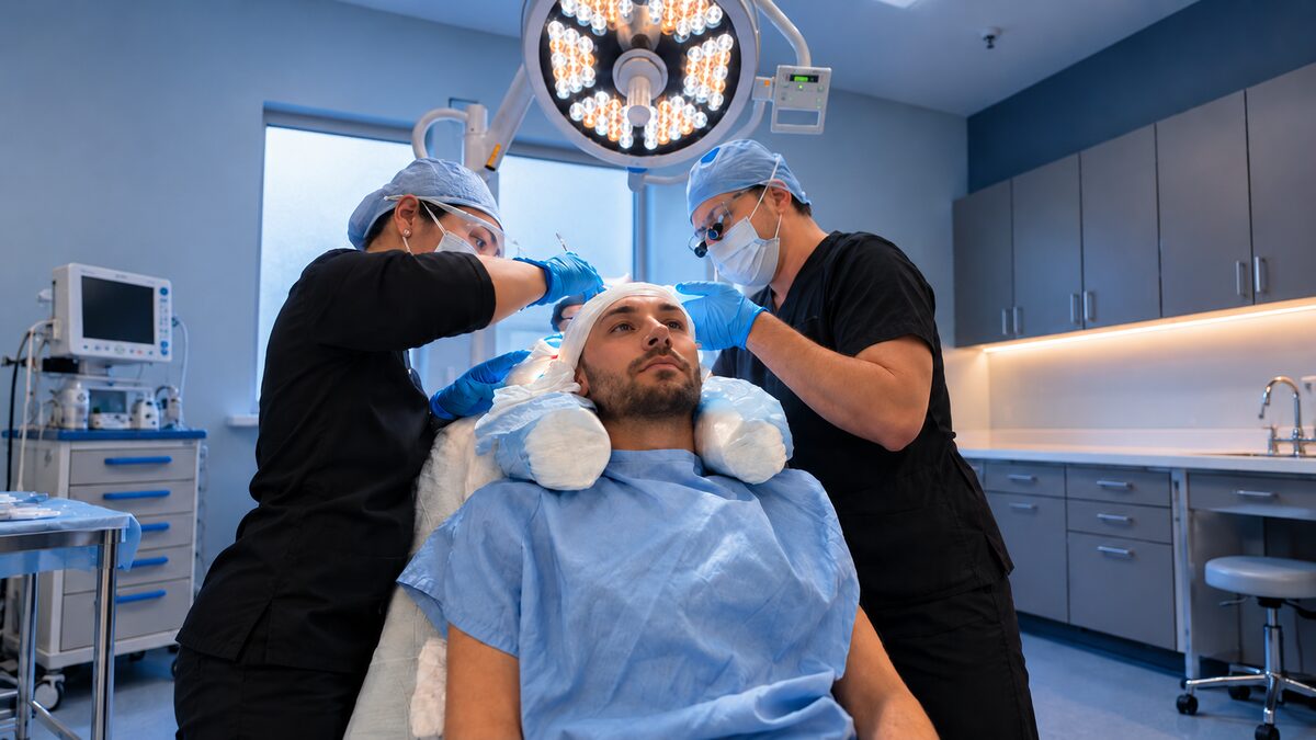 Hairline check ahead of a DHI hair transplant at Nova Medical Wisconsin